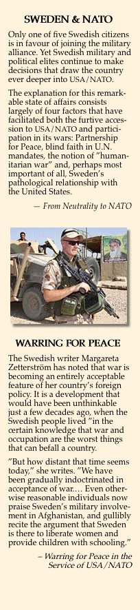 Swedish soldier on patrol in Afghanistan.